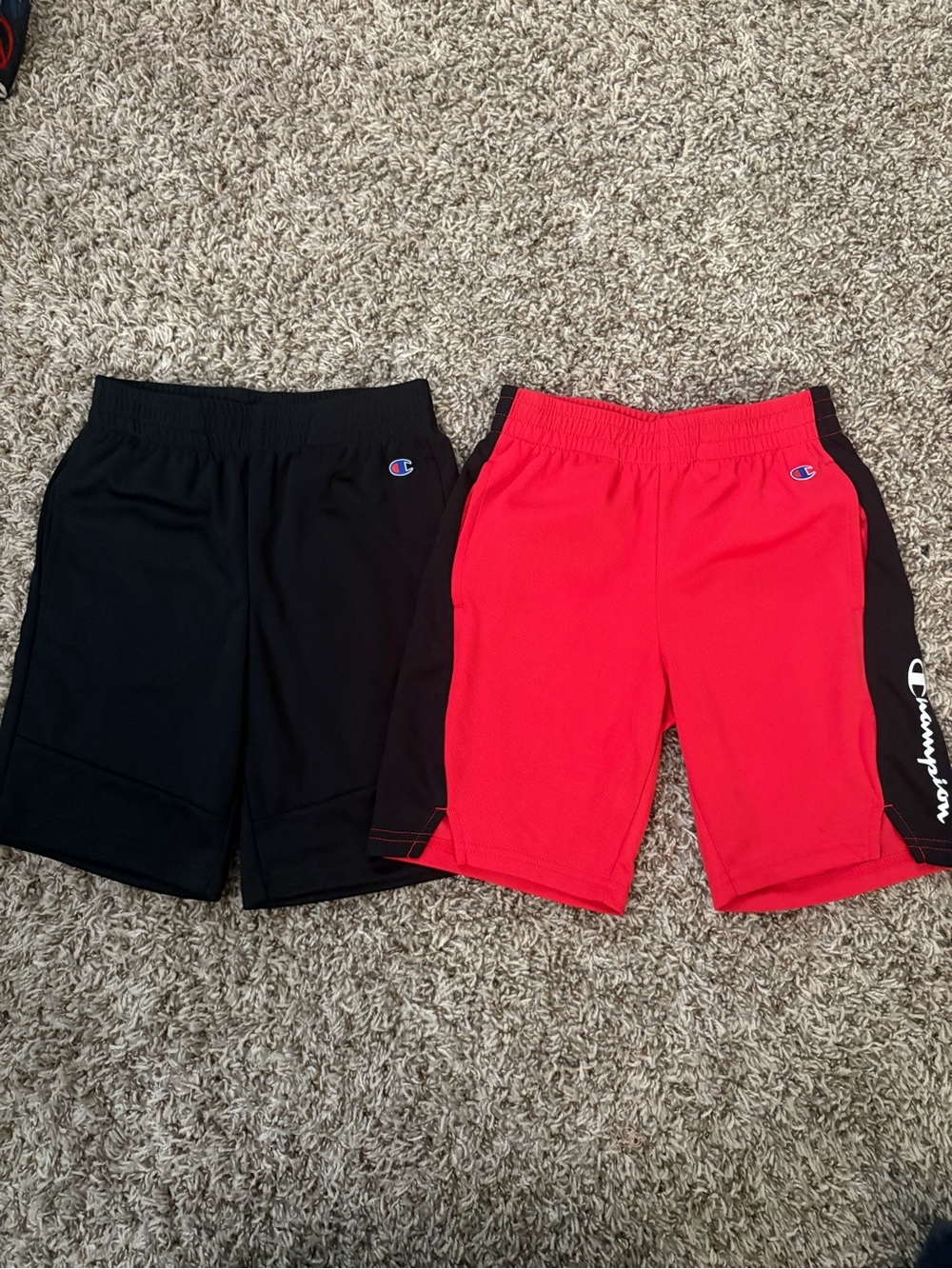 Champion Kids Athletic Shorts - Black & Red Colorblock